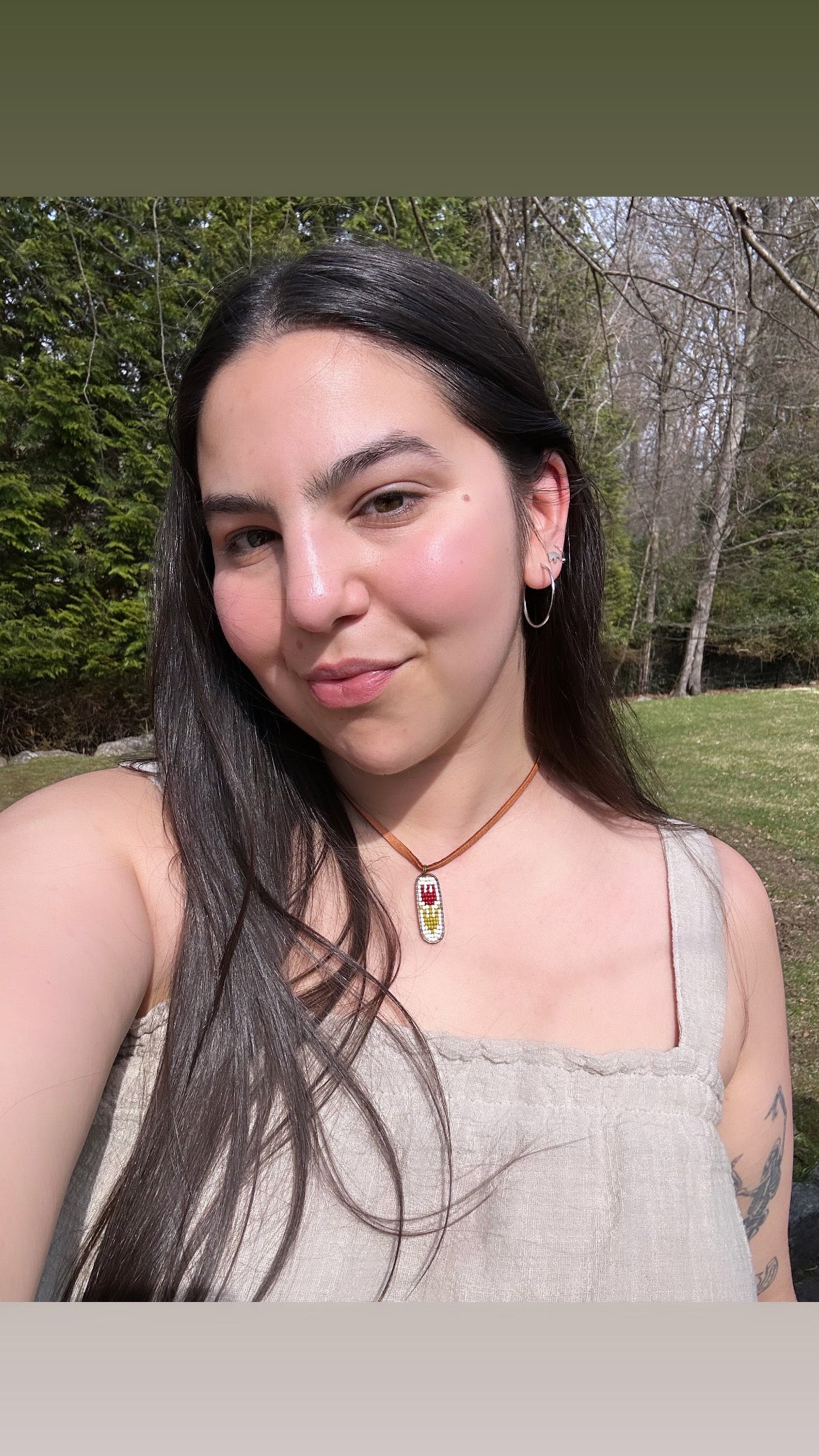 Leather Tulip Necklace