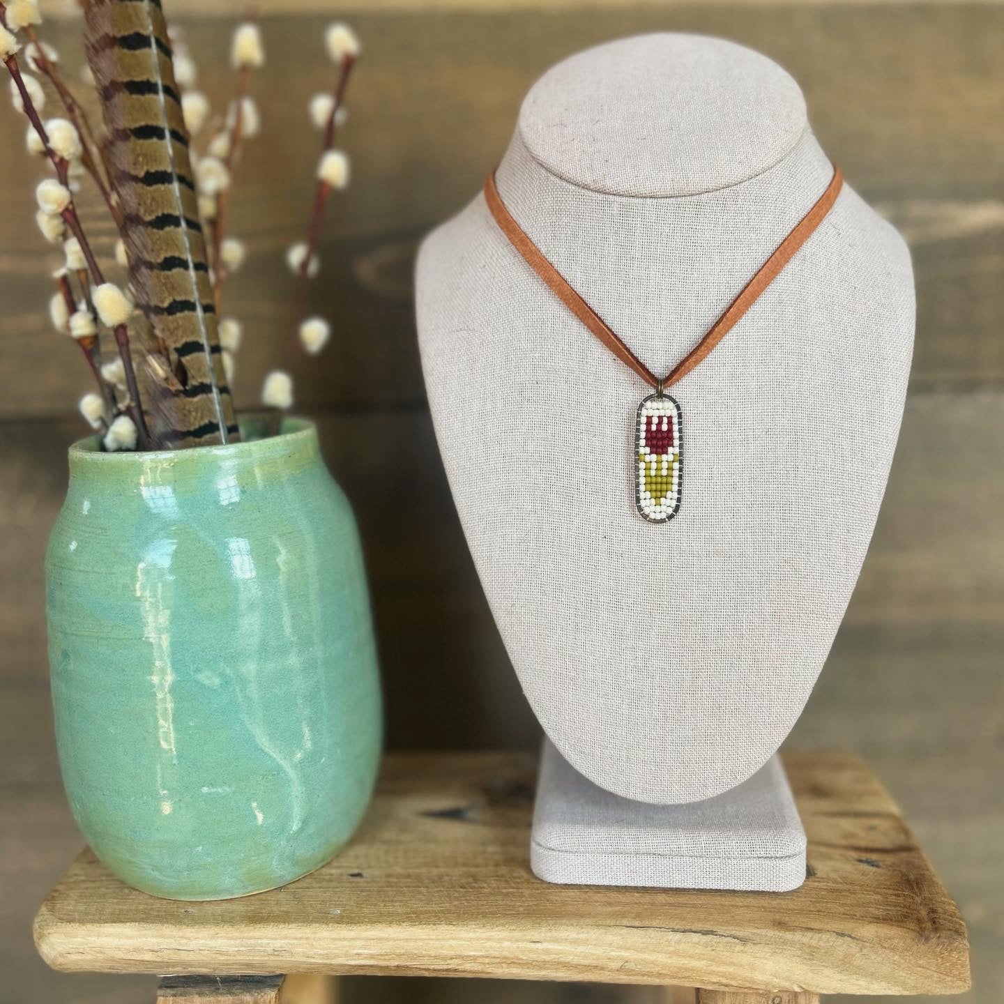 Leather Tulip Necklace