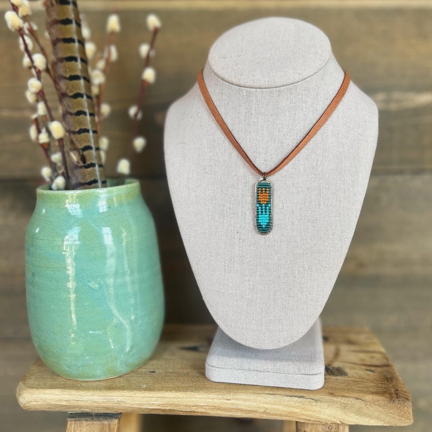 Leather Tulip Necklace