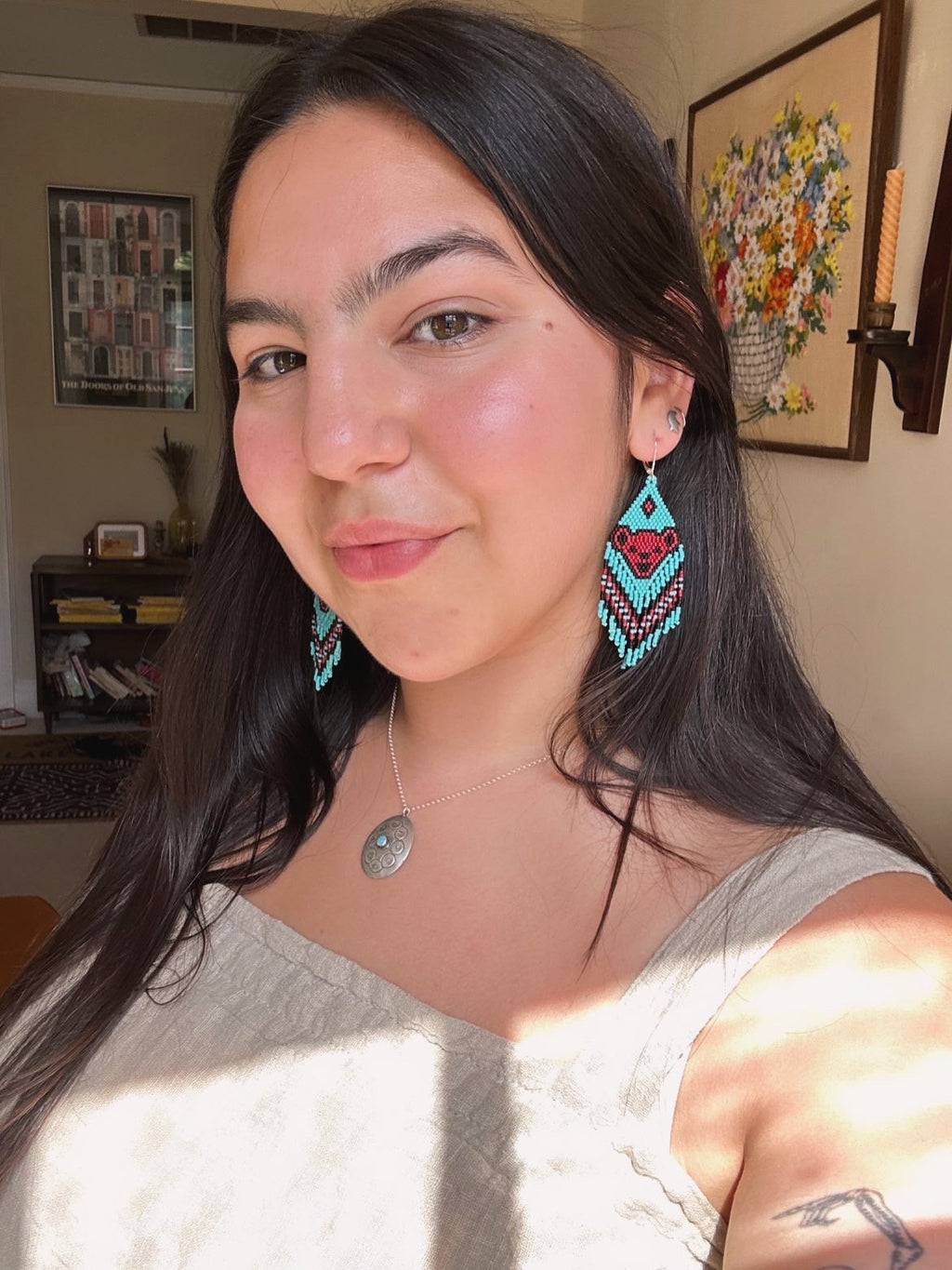 Dancing Bear Fringe ~ Turquoise & Red