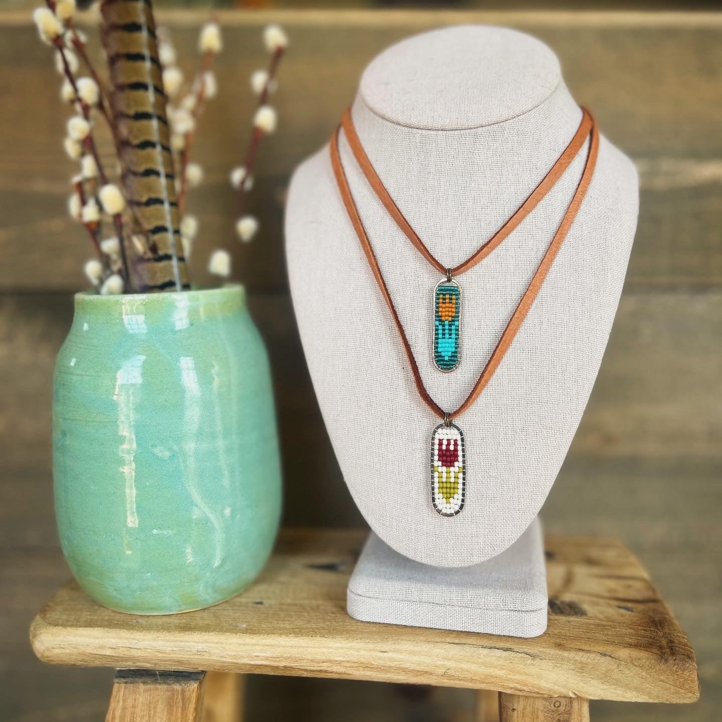 Leather Tulip Necklace