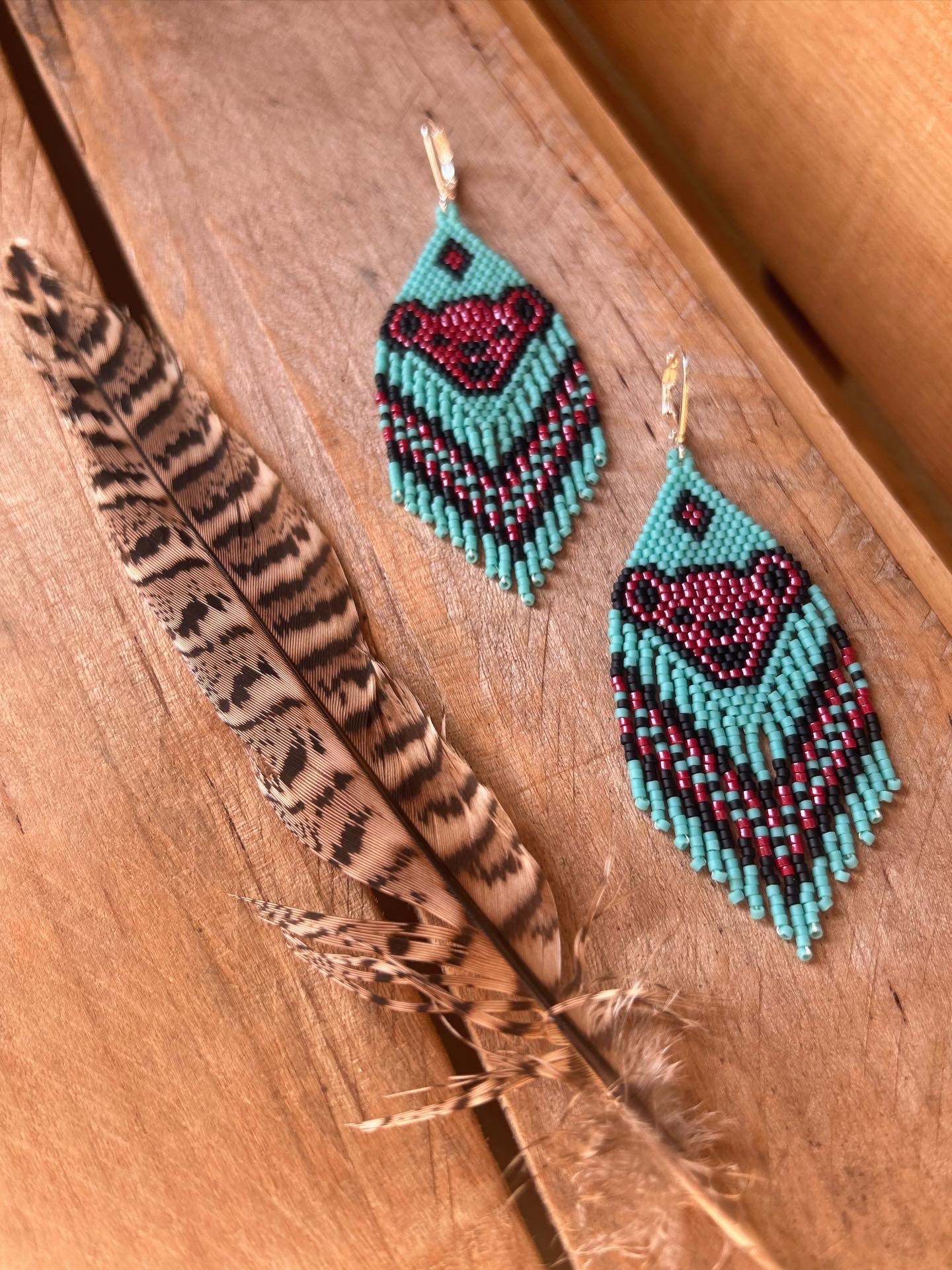 Dancing Bear Fringe ~ Turquoise & Red