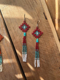 Maroon & Turquoise Tassel Earrings