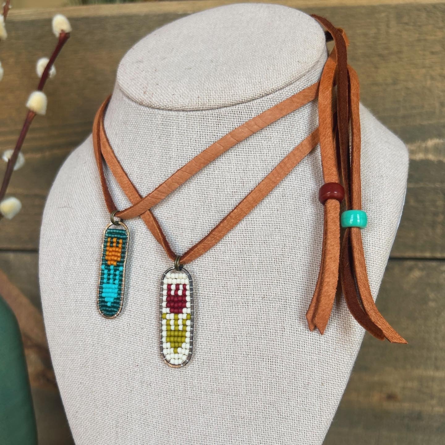 Leather Tulip Necklace