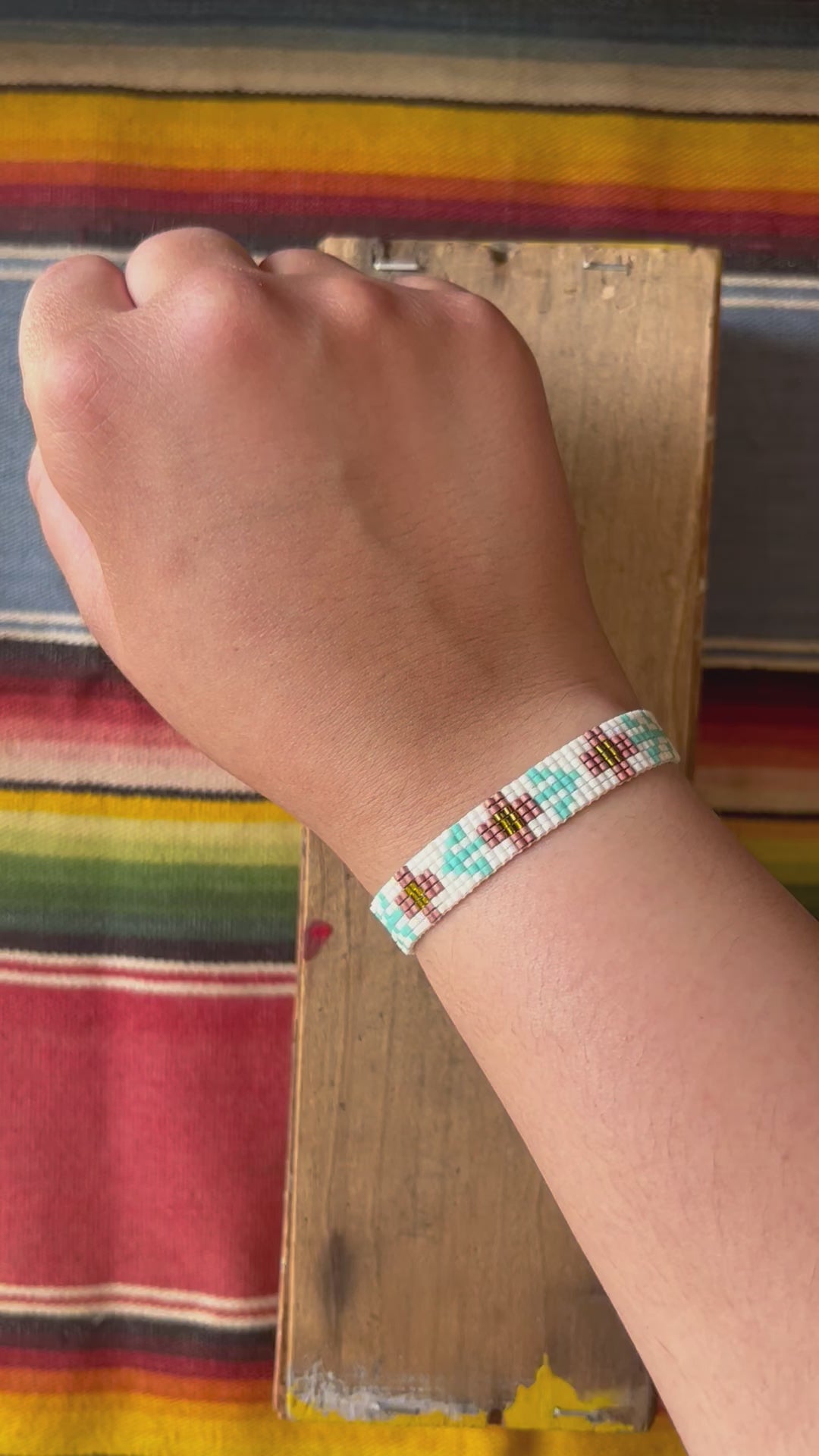 Wildflower Cuff Bracelet - Pink & Turquoise