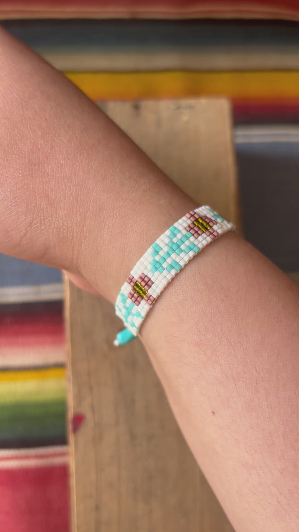 Wildflower Cuff Bracelet - Pink & Turquoise